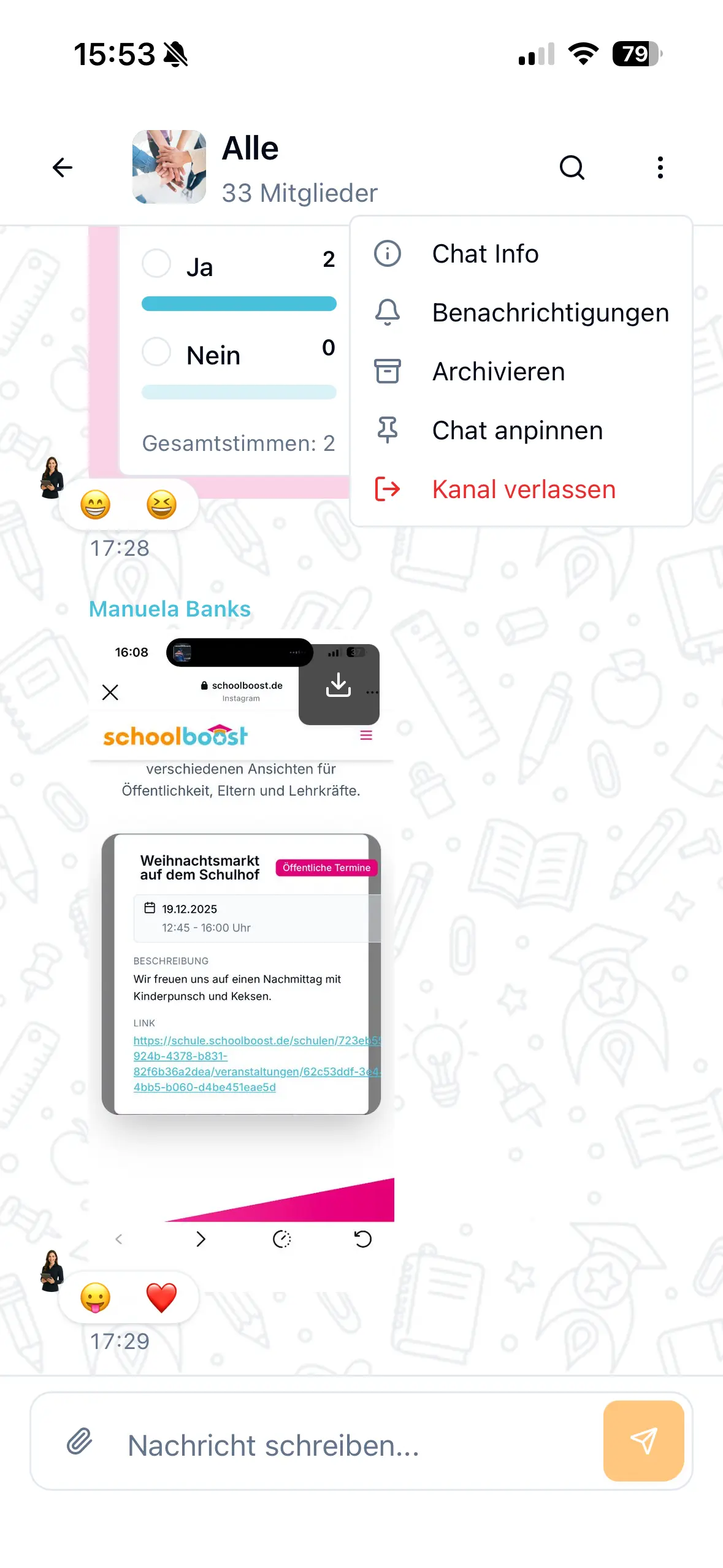 Einstellungen im Chat