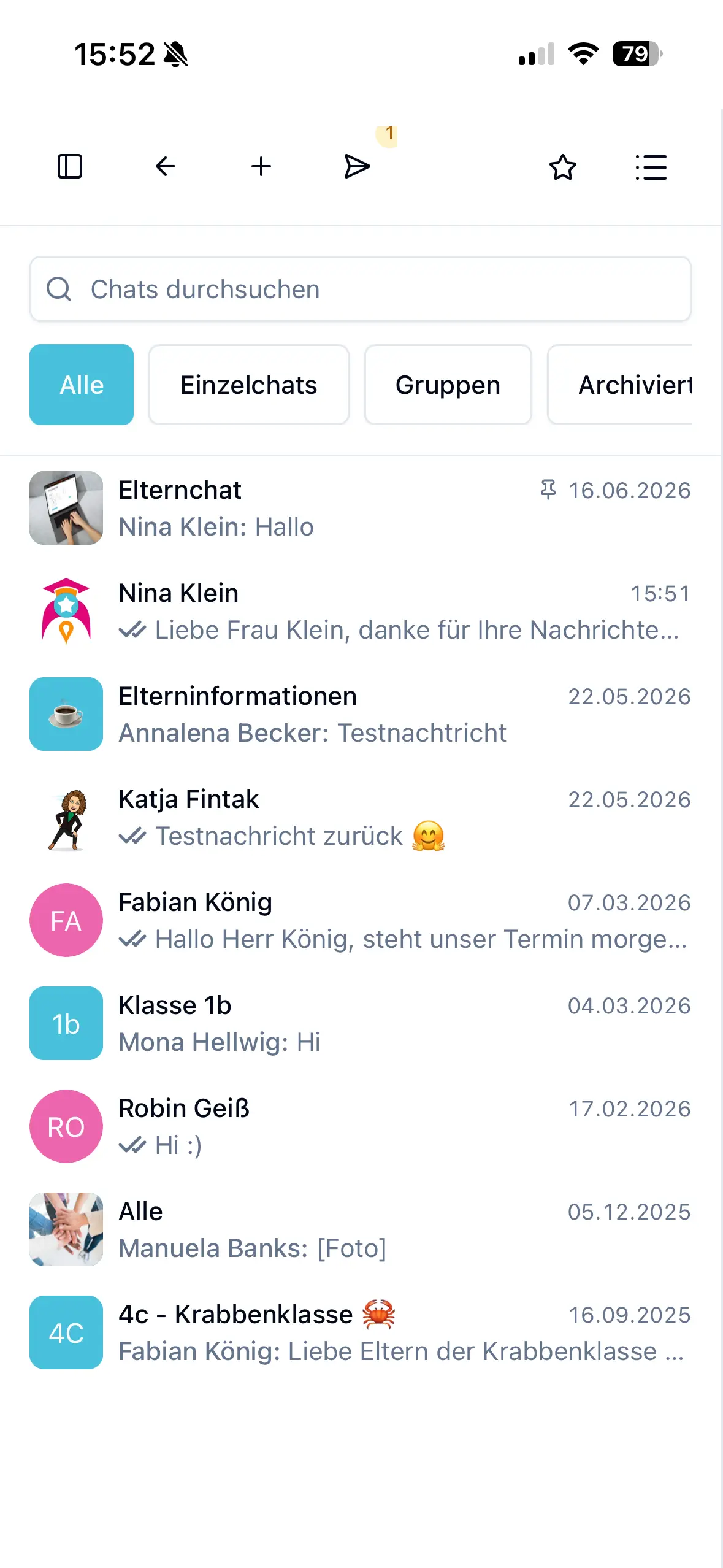 Übersicht aller Chats