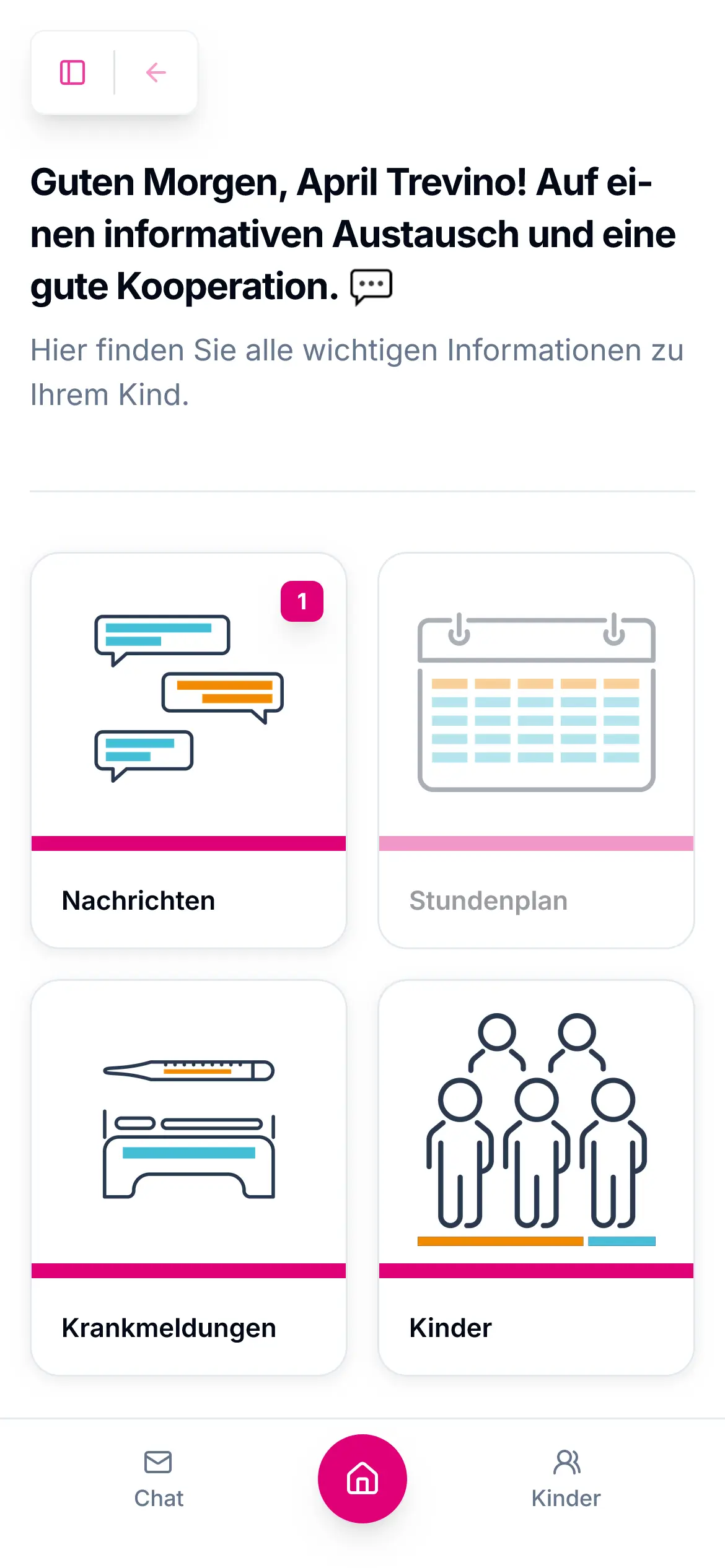 Eltern Dashboard Übersicht