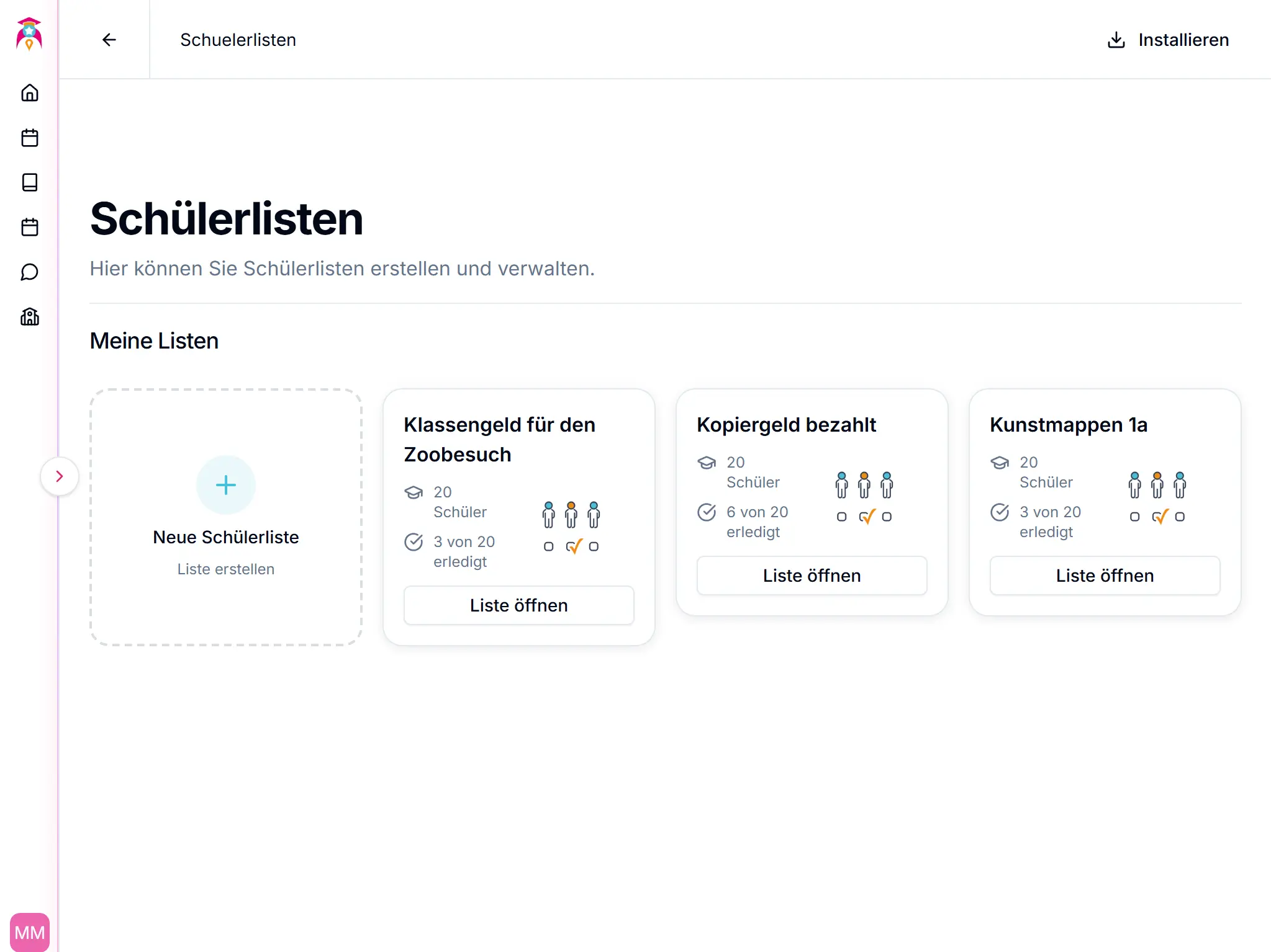 Neue Schülerliste erstellen