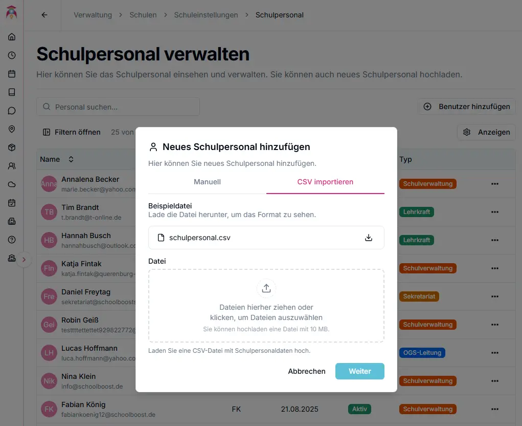 CSV-Import Personal