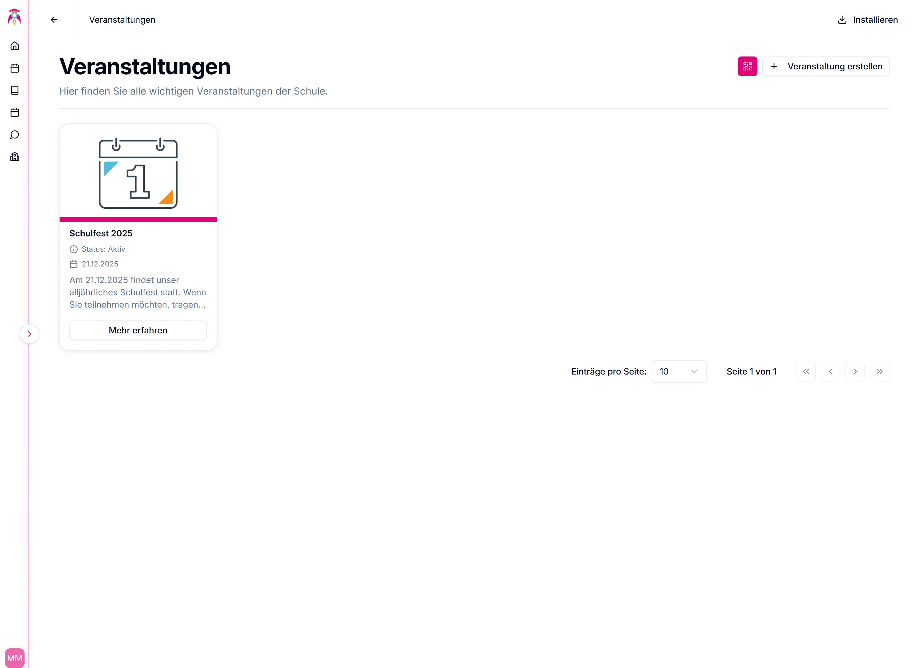 Veranstaltung erfolgreich erstellt